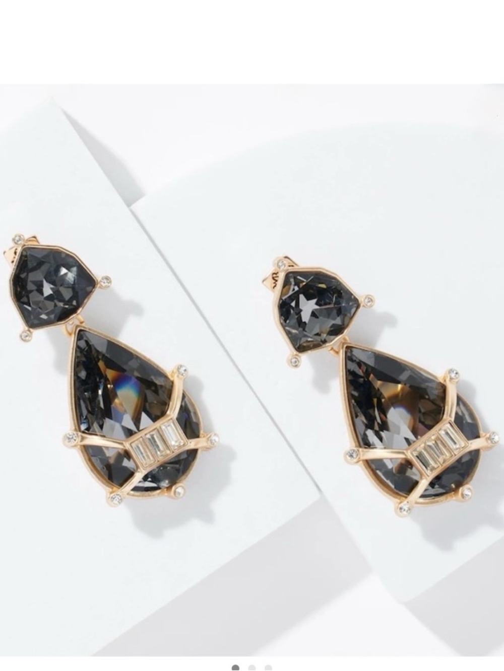 WHBM BLACK CRYSTAL DROP EARRINGS